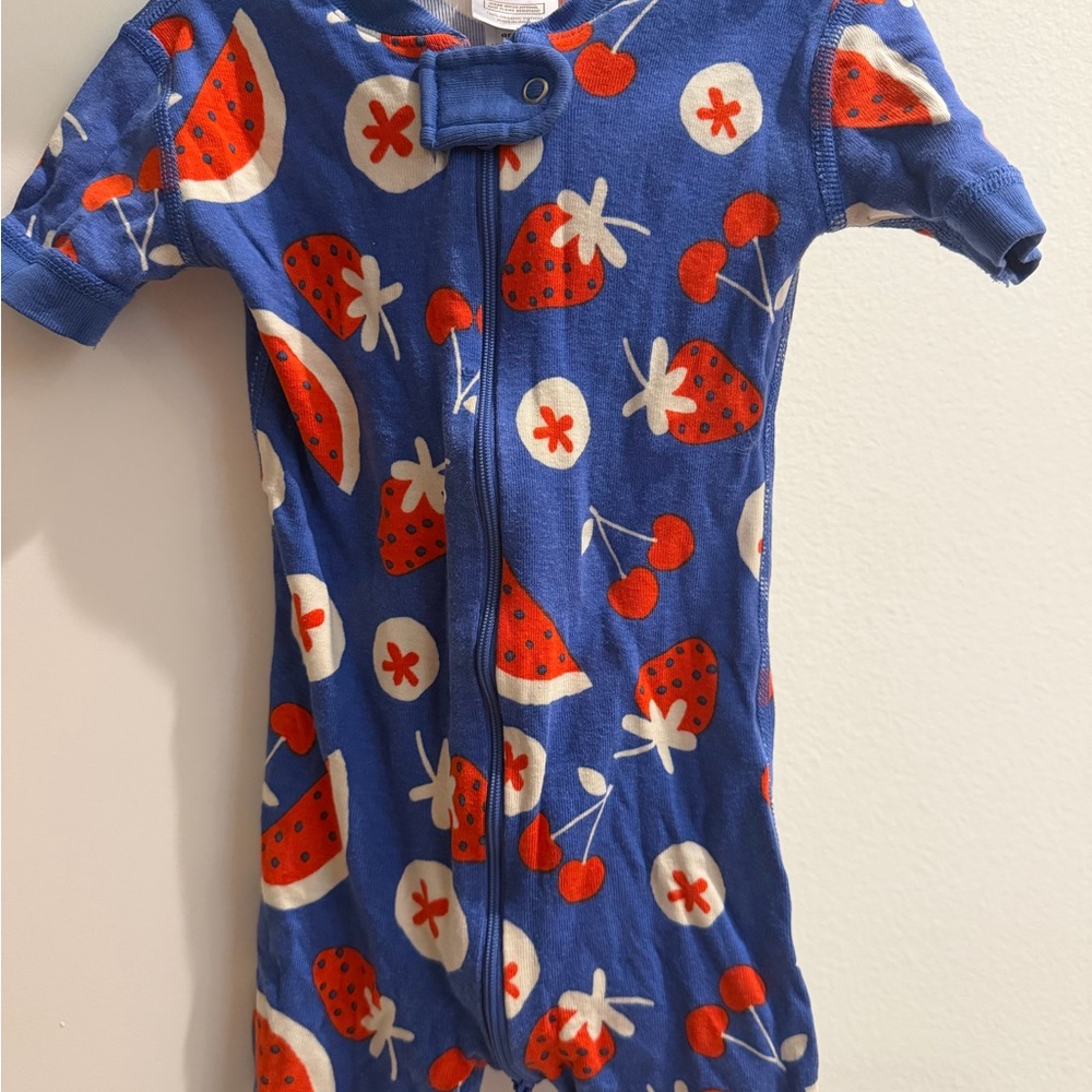 Hanna Andersson 2 items, Fruit Print Kids PJs and Black & White Animal 1 Piece